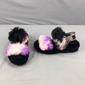 Ugg Oh Yeah Tie Dye Slippers Sandals Womens Size 7 Style 1119821 Pink Purple Blk
